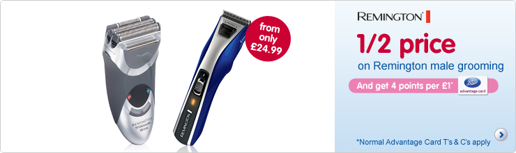 Half price on selected Remington male grooming